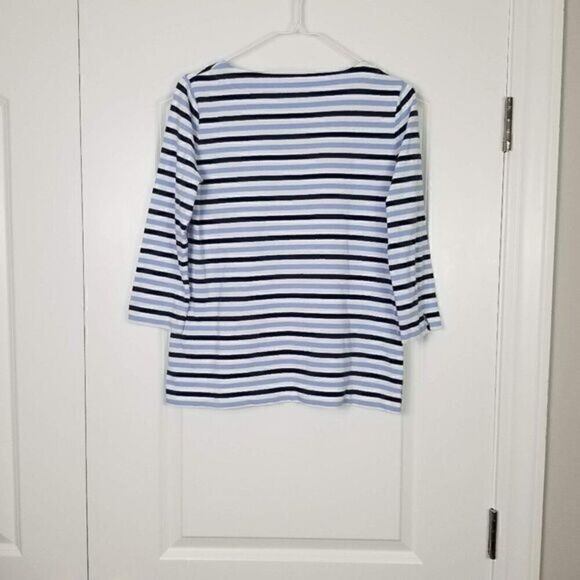 TALBOTS Preppy Striped Maritime 3/4 Sleeve Top - Picture 5 of 6